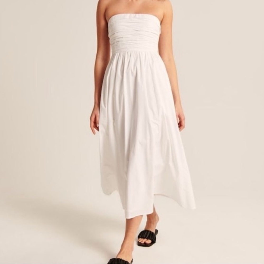 Abercrombie & Fitch Emerson Strapless Poplin Midi Dress Size L